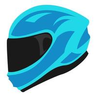 blu pieno viso casco lato Visualizza. concetto di casco, testa protezione, sport, motociclo corridore. piatto vettore icona.