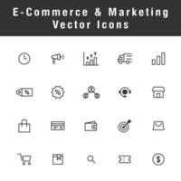 e-commerce in linea shopping icone e marketing vettore icone per marketing, attività commerciale progetto, infografica, manifesto, striscione. professionista icone.