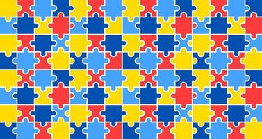 mondo autismo consapevolezza giorno puzzle modello sfondo modello. mondo autismo giorno colorato puzzle vettore striscione. simbolo di autismo. autismo Salute cura medico piatto sfondo di aprile 02 celebrazione.