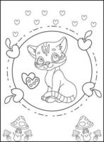 carino gatto schema colorazione pagina per bambini linea disegno animale colorazione libro cartone animato vettore illustrazione isolato su bianca scarabocchio sfondo