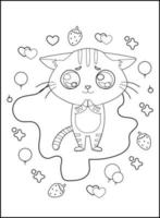 carino gatto schema colorazione pagina per bambini linea disegno animale colorazione libro cartone animato vettore illustrazione isolato su bianca scarabocchio sfondo
