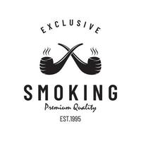 tubo logo design per Vintage ▾ sigaretta fumo.premium sigaro Fumo logo. vettore