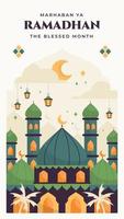 Ramadhan sociale media storia modello con piatto illustrazione vettore