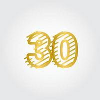 30 anni anniversario gold line design logo template vettoriale illustrazione