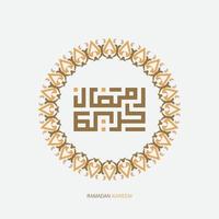 Ramadan kareem Arabo calligrafia saluto carta. traduzione, generoso Ramadan vettore