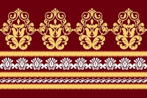 ikat etnico senza soluzione di continuità modello design. azteco tessuto mandala tessile sfondo. tribale nativo motivo boho ornamento africano americano indiano popolare tradizionale ricamo vettore sfondo