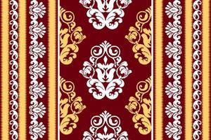 ikat etnico senza soluzione di continuità modello design. azteco tessuto mandala tessile sfondo. tribale nativo motivo boho ornamento africano americano indiano popolare tradizionale ricamo vettore sfondo