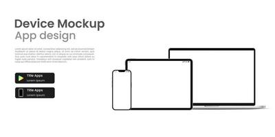 il computer portatile tavoletta e smartphone modello bianca schermo Schermo per sito web striscione. vettore illustrazione.