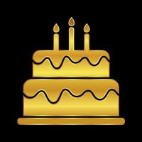 compleanno torta icona nel oro colorato vettore