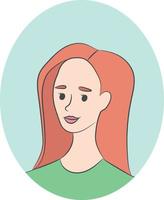 ritratto di un' giovane donna nel schizzo stile. mano disegnato arte di un' ragazza con rosso capelli. sorridente ragazze viso. adatto per avatar. vettore