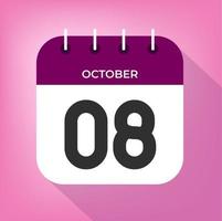 ottobre giorno 8. numero otto su un' bianca carta con viola colore confine su un' rosa sfondo vettore. vettore