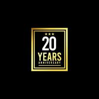 20 anni anniversario gold square design logo template vettoriale illustrazione