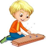 personaggio di un ragazzo che gioca xilofono su sfondo bianco