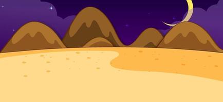 scena della natura del deserto vuoto di notte in stile semplice vettore