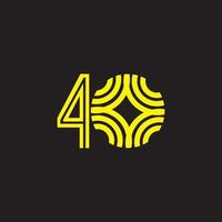 Icona di logo dell'illustrazione di progettazione del modello di vettore di numero di celebrazione di anniversario di 40 anni