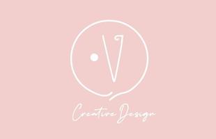 rosa bianca v alfabeto lettera logo icona design con cerchio e Vintage ▾ stile. creativo modello per azienda e attività commerciale vettore