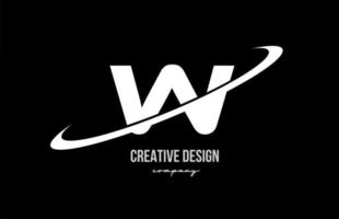 nero bianca w alfabeto lettera logo con grande svolazzare. aziendale creativo modello design per azienda e attività commerciale vettore