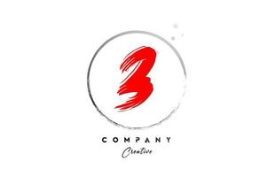 rosso grigio 3 numero lettera logo icona design con puntini e cerchio. grunge creativo pendenza per attività commerciale e azienda vettore