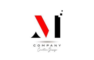 rosso nero m alfabeto lettera logo icona design con punti. creativo modello per attività commerciale e azienda vettore