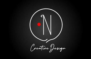 n alfabeto lettera logo icona design con linea rosso punto e Vintage ▾ stile. nero e bianca creativo modello per azienda e attività commerciale vettore