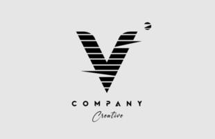 Linee v alfabeto lettera logo icona design nel nero e bianca. creativo modello per azienda e attività commerciale con strisce vettore