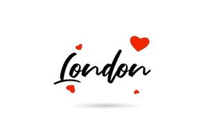 Londra manoscritto città tipografia testo con amore cuore vettore