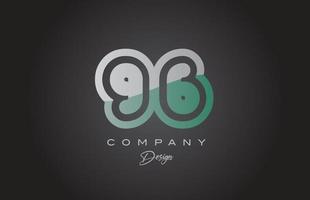 96 verde grigio numero logo icona design. creativo modello per azienda e attività commerciale vettore