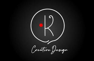 K alfabeto lettera logo icona design con linea rosso punto e Vintage ▾ stile. nero e bianca creativo modello per azienda e attività commerciale vettore