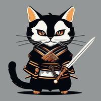 nero samurai gatto vettore