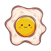kawaii fritte uovo vettore illustrazione con smiley viso