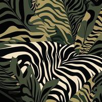 un' tropicale modello con zebre e le foglie vettore