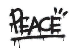 spray dipingere graffiti pace simbolo nel nero su bianca. spruzzato gocce di pace simbolo logo. isolato su bianca sfondo. vettore illustrazione