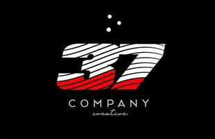 37 numero logo con rosso bianca Linee e punti. aziendale creativo modello design per attività commerciale e azienda vettore