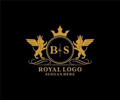 iniziale bs lettera Leone reale lusso stemma araldico logo modello nel vettore arte per ristorante, regalità, boutique, bar, Hotel, araldico, gioielleria, moda e altro vettore illustrazione.