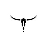 Longhorn cranio corno animale glifo icona vettore illustrazione