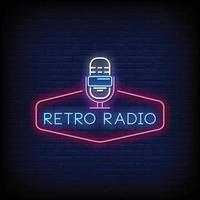 retro radio logo insegne al neon stile testo vettoriale