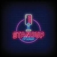 standup show design insegne al neon stile testo vettoriale