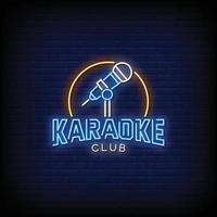 vettore del testo di stile delle insegne al neon di progettazione del club di karaoke