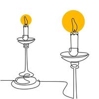 disegno continuo di una linea di candela accesa sul lampadario vintage. bellissimo design minimalista classico della lanterna della fiamma disegnato a mano da una singola linea su uno sfondo bianco. illustrazione vettoriale
