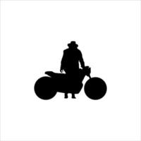motociclo e ragazzo silhouette vettore design