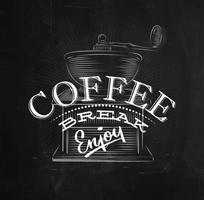 manifesto caffè lettering caffè rompere nel Vintage ▾ stile disegno con gesso su il lavagna vettore