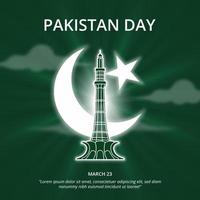 piazza Pakistan giorno sfondo con Luna e stella e verde sfondo vettore