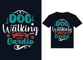cane a piedi è mio cardio illustrazioni per pronti per la stampa magliette design vettore