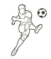 contorno di azione del giocatore di calcio vettore