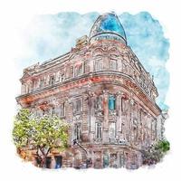 architettura argentina acquerello schizzo mano disegnato illustrazione vettore