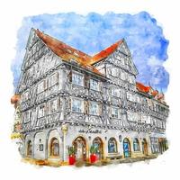 schorndorf Germania acquerello schizzo mano disegnato illustrazione vettore