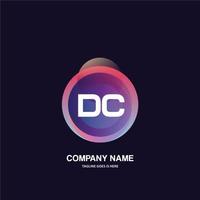 dc iniziale logo con colorato cerchio modello vettore