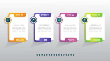 modello di presentazione aziendale 4 opzioni infografica con design icona di marketing. vettore