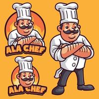 modello di logo mascotte chef vettore