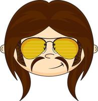 cartone animato anni sessanta hippie con occhiali da sole vettore